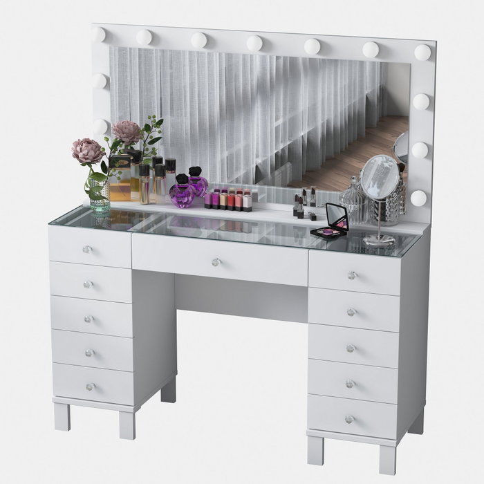 Hanah Home Mesa de Maquillaje BJ137 - 3847 Blanca con 13 Focos Hanah Home Mesa de Maquillaje BJ137 - 3847 Blanca con 13 Focos